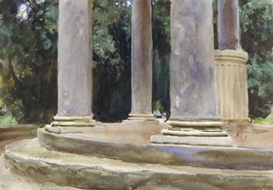 Een uitzicht tussen de kolommen van een Tempietto door John Singer Sargent